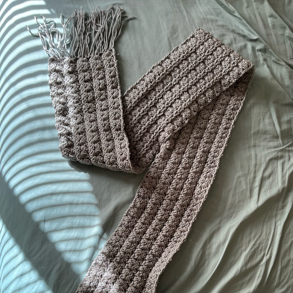 Netted Scarf - Women - Gray - 66” Length